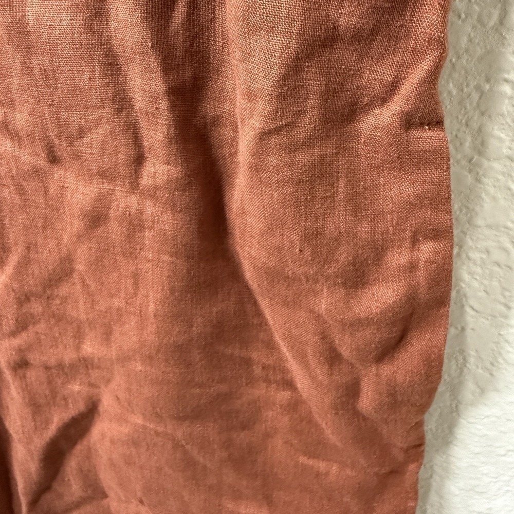 Pillow & Pajamas Rust Linen Shift Dress Natural Fibers Summer Travel Size Large - Picture 6 of 7